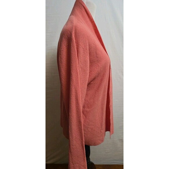 Eileen Fisher Knit Cardigan Linen Crepe Sandstone Size XL Salmon Pink - Picture 2 of 5